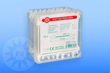 Wattestäbchen 2-köpfig groß mit Sicherheitskopf unsteril, 72 Stk.